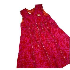 Oilily‎ red pink patterned layered girls dress